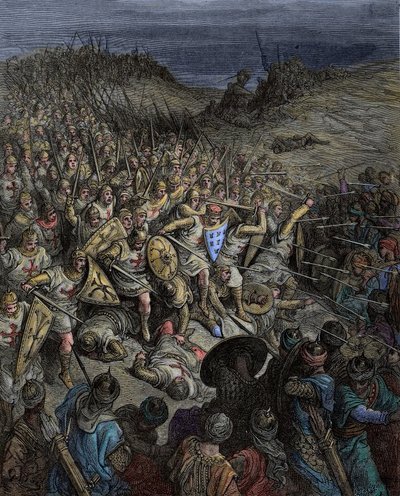 Prima crociata. Goffredo di Buglione sconfigge le forze musulmane del sultano Kilij Arslan a Dorylaeum da Gustave Dore