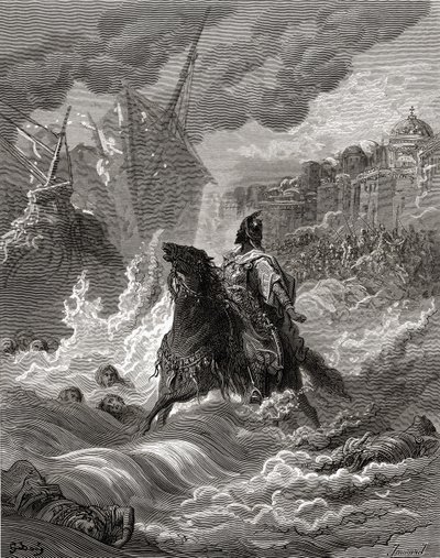 Maometto II (1432-81) davanti a Costantinopoli nel 1453, illustrazione da 