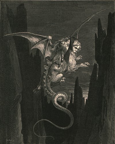 Nuovo terrore concepito alla ripida discesa da Gustave Dore