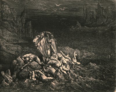 Ora vedi, figlio! Le anime di coloro che furono sopraffatti dalla rabbia da Gustave Dore