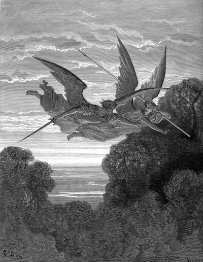 Paradiso Perduto: Ithuriel e Zephon (dettaglio) da Gustave Dore