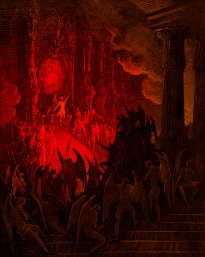 Paradiso perduto: Satana in consiglio, incisione di Gustave Doré da Gustave Dore