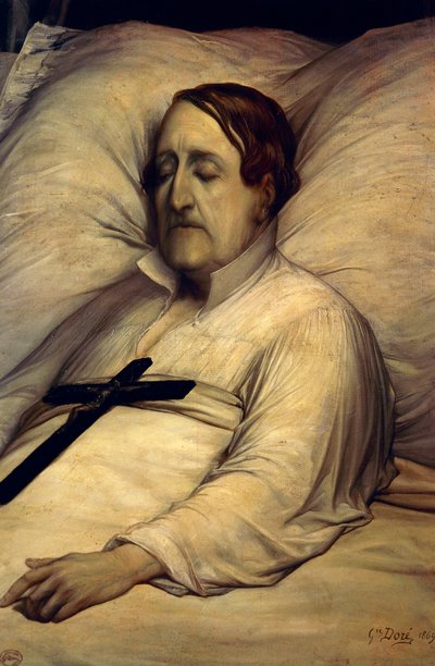 Ritratto di Gioachino Rossini sul letto di morte da Gustave Dore