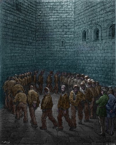 Prigionieri che fanno il giro nel cortile della prigione di Westgate a Londra, di Gustave Doré da Gustave Dore