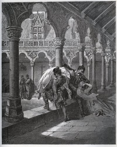 Racconto di Don Fernand; prende Luscinde dal convento dove si era rifugiata - da “Don Chisciotte della Mancia” di Miguel Cervantes - xilografia dopo disegno di Gustave Doré da Gustave Dore