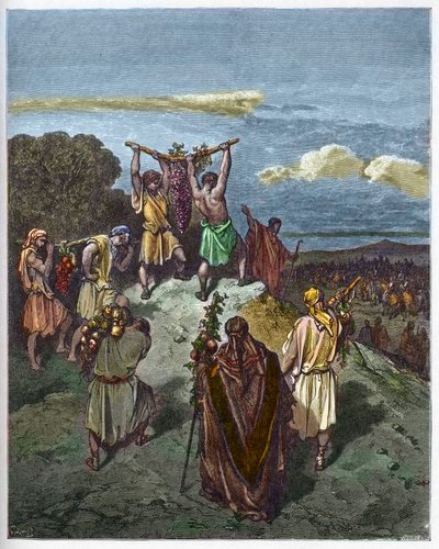 Ritorno dalla terra di Canaan - Il ritorno di Giosuè e Caleb con un enorme grappolo d