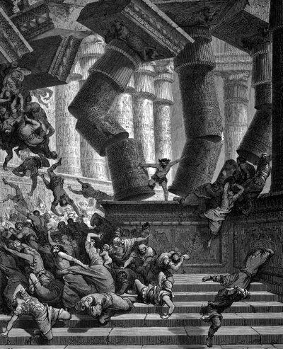 Sansone abbatte il tempio di Dagon, 1866 da Gustave Dore