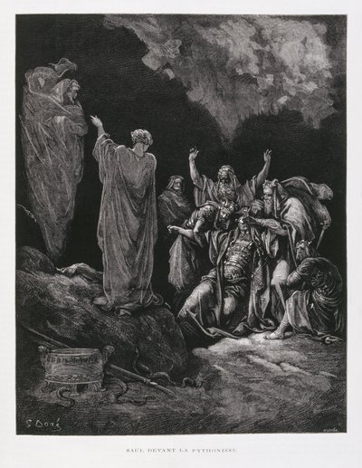 Saul e la strega di Endor, Illustrazione dalla Bibbia di Doré da Gustave Dore