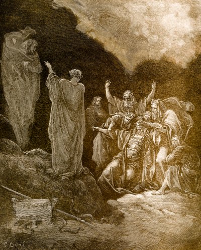 Saul e la medium/strega di Endor, di Doré - Bibbia da Gustave Dore