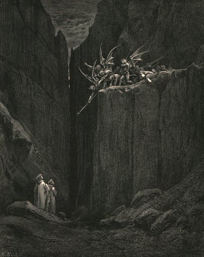 Appena i suoi piedi raggiunsero il più basso del letto sotto, c1890 da Gustave Dore