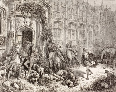 Scena da La bella addormentata di Charles Perrault. Da El Mundo Ilustrado, pubblicato a Barcellona, circa 1880. da Gustave Dore