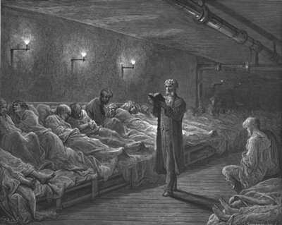 Lettore di Scritture in un Rifugio Notturno da Gustave Dore