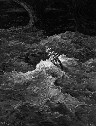 Nave in mare tempestoso, scena da 