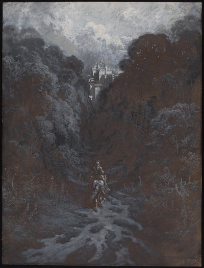 Sir Lancillotto si avvicina al castello di Astolat da Gustave Dore