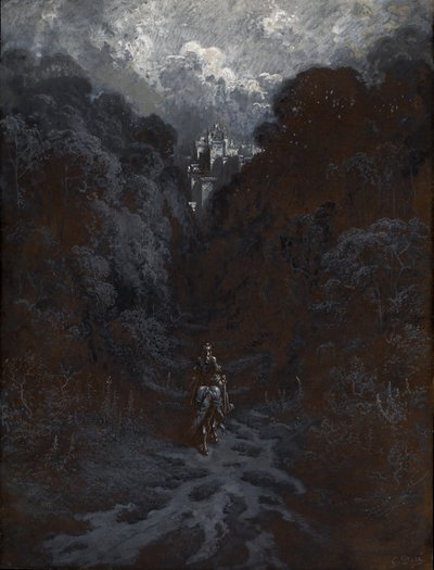 Sir Lancillotto si avvicina al castello di Astolat da Gustave Dore