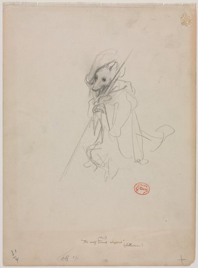 Schizzo per "Il lupo diventato pastore" (recto) da Gustave Dore