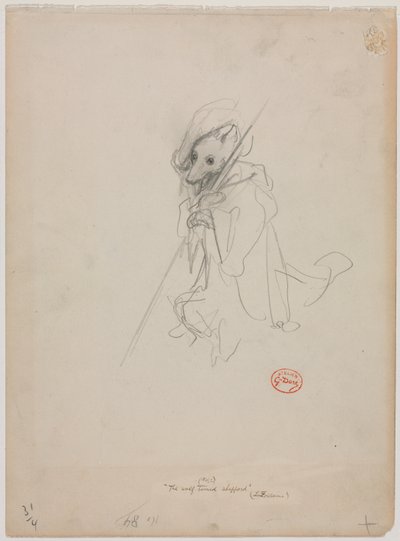 Schizzo per Il lupo diventato pastore, c. 1868 da Gustave Dore