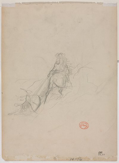 Schizzo di scena di caccia (verso) da Gustave Dore