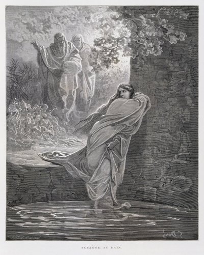 Susanna al bagno (Dan. 13:1-26), Illustrazione dalla Bibbia di Doré da Gustave Dore