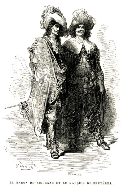 Il Barone de Sigognac e il Marchese de Bruyères. Incisione di Gustave Doré che illustra il romanzo di Théophile Gautier 