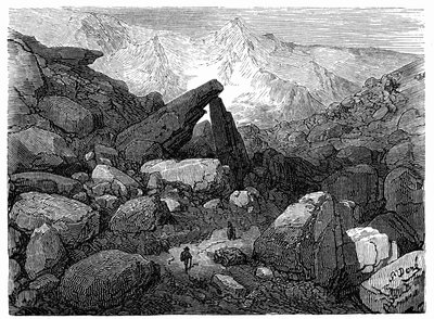 Il sentiero del caos, che conduce al Cirque de Gavarnie: incisione di Gustave Doré che illustra il libro "Viaggio ai Pirenei di Hippolyte Taine", Hachette 1860. da Gustave Dore