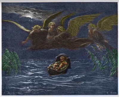 Il bambino Mosè sul Nilo circondato dagli angeli custodi da Gustave Dore