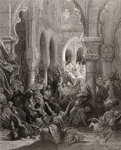 I crociati massacrano gli abitanti di Cesarea, illustrazione da 