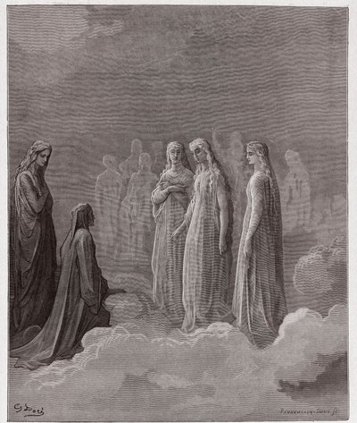 La Divina Commedia, Paradiso, Canto 3: Il primo regno: Piccarda Donati e le anime i cui voti sono stati infranti - di Dante Alighieri (1265-1321) - Illustrazione di Gustave Doré (1832-1883) da Gustave Dore