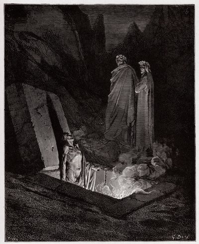 La Divina Commedia, Inferno, Canto 10: Farinata degli Uberti si rivolge a Dante - di Dante Alighieri (1265-1321) - Illustrazione di Gustave Doré (1832-1883) da Gustave Dore
