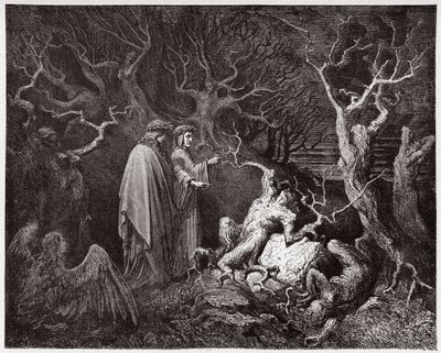 La Divina Commedia, Inferno, Canto 13: I suicidi nella foresta - di Dante Alighieri (1265-1321) - Illustrazione di Gustave Doré (1832-1883) da Gustave Dore