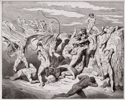 La Divina Commedia, Inferno, Canto 18: Diavoli e seduttori - di Dante Alighieri (1265-1321) - Illustrazione di Gustave Dore (1832-1883) da Gustave Dore