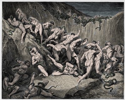 La Divina Commedia, Inferno, Canto 24: I ladri tormentati dai serpenti - di Dante Alighieri da Gustave Dore
