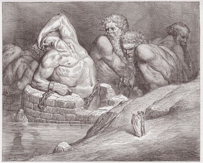 La Divina Commedia, Inferno, Canto 31: Efialte in catene tra i giganti - di Dante Alighieri (1265-1321) - Illustrazione di Gustave Doré (1832-1883). da Gustave Dore