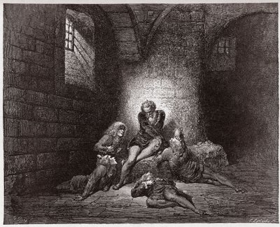 La Divina Commedia, Inferno, Canto 33: Ugolino e i suoi figli murati e affamati - di Dante Alighieri (1265-1321) - Illustrazione di Gustave Doré (1832-1883). da Gustave Dore