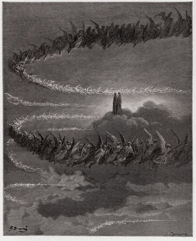 La Divina Commedia, Paradiso, Canto 18: Nella sfera di Giove, le anime beate formano lettere - di Dante Alighieri (1265-1321) - Illustrazione di Gustave Doré (1832-1883). da Gustave Dore