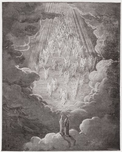 La Divina Commedia, Paradiso, Canto 21: Beatrice e Dante nella sfera di Saturno - di Dante Alighieri (1265-1321) - Illustrazione di Gustave Doré (1832-1883) da Gustave Dore