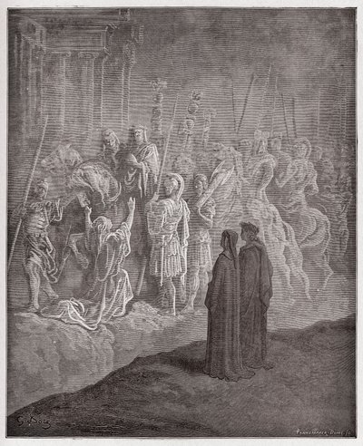 La Divina Commedia, Purgatorio, Canto 10: Le sculture di marmo che rappresentano l