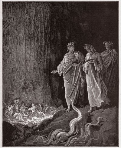 La Divina Commedia, Purgatorio, Canto 25: I poeti nel settimo cerchio - di Dante Alighieri (1265-1321) - Illustrazione di Gustave Doré (1832-1883) da Gustave Dore