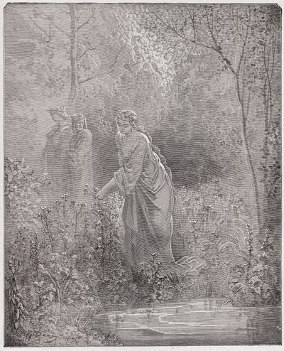 La Divina Commedia, Purgatorio, Canto 27: Il sogno di Dante di Lia nel prato - di Dante Alighieri (1265-1321) - Illustrazione di Gustave Doré (1832-1883) da Gustave Dore