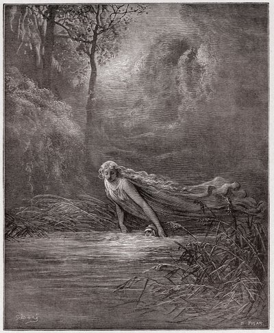 La Divina Commedia, Purgatorio, Canto 31: Dante sommerso nel fiume Lete - di Dante Alighieri (1265-1321) - Illustrazione di Gustave Doré (1832-1883). da Gustave Dore