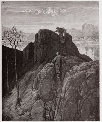 La Divina Commedia, Purgatorio, Canto 4: Virgilio guida Dante su per il ripido pendio - di Dante Alighieri (1265-1321) - Illustrazione di Gustave Doré (1832-1883). da Gustave Dore