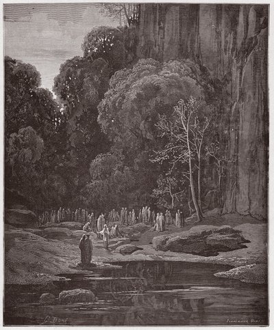 La Divina Commedia, Purgatorio, Canto 5: I penitenti tardivi cantano il Miserere - di Dante Alighieri (1265-1321) - Illustrazione di Gustave Doré (1832-1883). da Gustave Dore