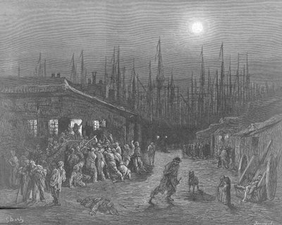 I Docks - Scena notturna, Londra da Gustave Dore
