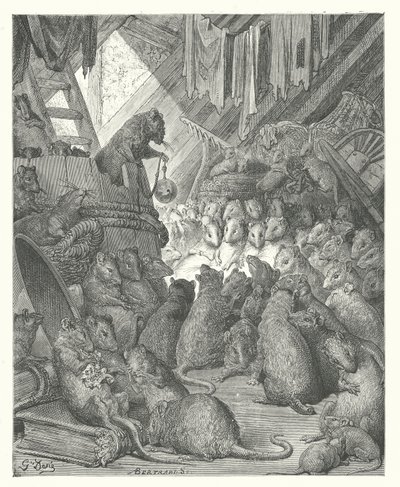 Le favole di La Fontaine: Il consiglio tenuto dai topi da Gustave Dore