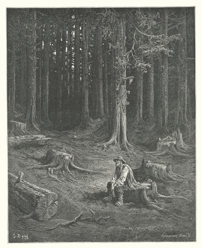 Le favole di La Fontaine: La foresta e il boscaiolo da Gustave Dore