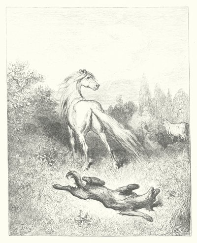 Le favole di La Fontaine: Il cavallo e il lupo da Gustave Dore