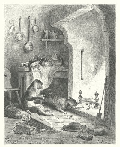 Le favole di La Fontaine: La scimmia e il gatto da Gustave Dore