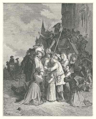 Le favole di La Fontaine: Gli avvoltoi e i piccioni (incisione) da Gustave Dore