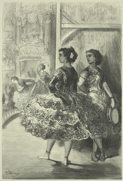 Il Fandango al Teatro San Fernando, Siviglia da Gustave Dore