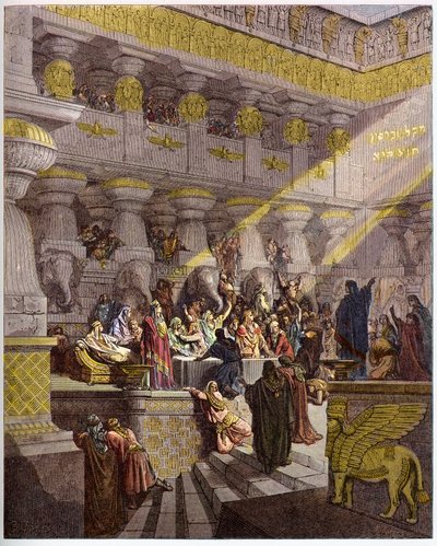 La festa di Baldassarre - incisione in "La Bibbia illustrata" di Gustave Doré (1832-1883) - Incisione da "La Bibbia di Doré" da Gustave Dore